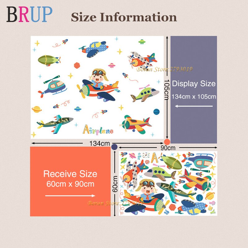 Cartoon Vliegtuig Muursticker Voor Kinderkamer Home Decoration Muurstickers Self-Garenloos Muurstickers Muurschilderingen Poster Kinderkamer
