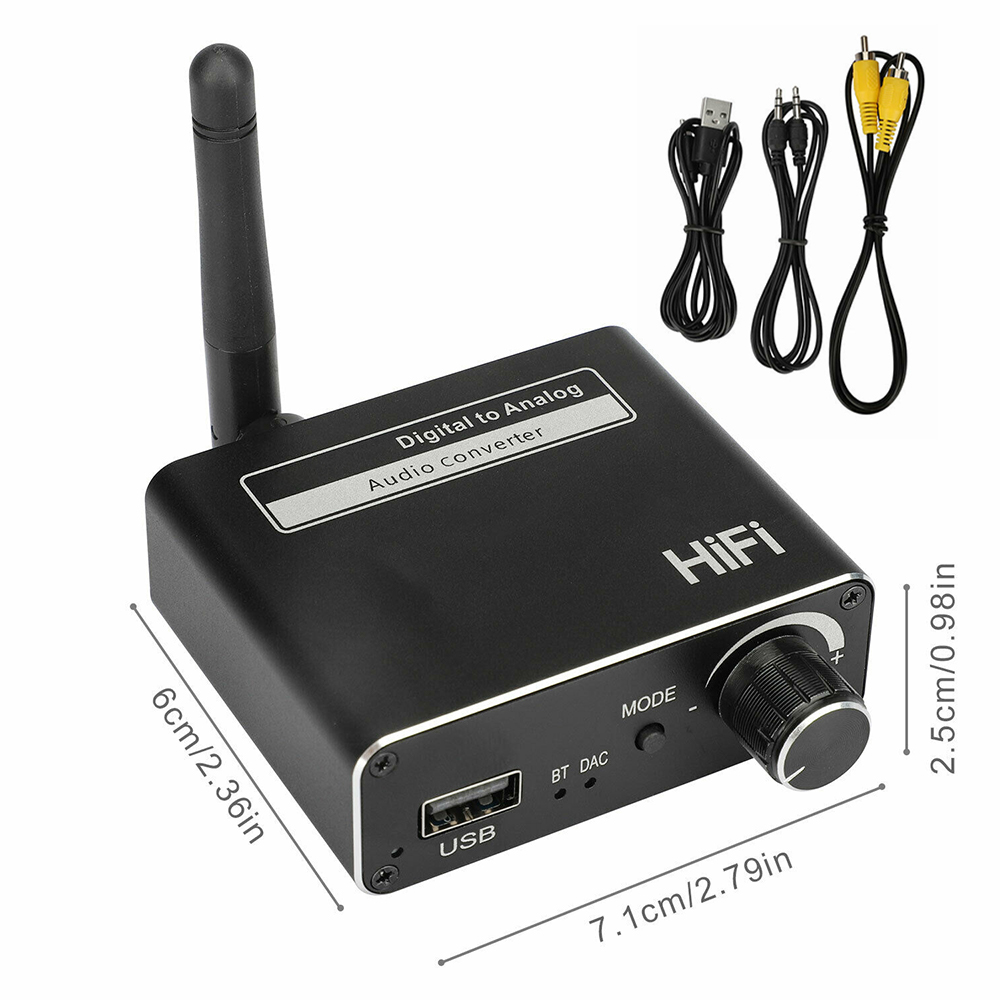 Audio-konverter dac digital zu analog toslink optisch koaxial l/r rca 3.5mm aux bluetooth-kompatibel 5.0 empfänger für hdtv-box