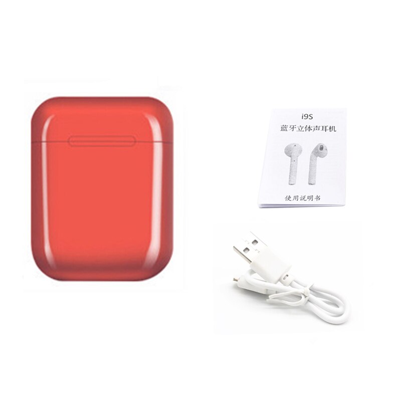 Auriculares i7s i9s tws auriculares inalámbricos con Bluetooth, auriculares estéreo 5,0 de sonido HiFi, Auriculares deportivos para llamadas de teléfono, todos los teléfonos inteligentes: i9s-Red