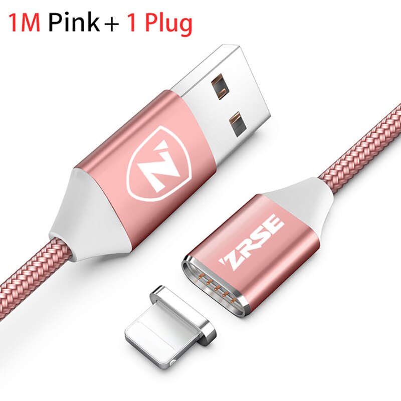 ZRSE – câble magnétique USB pour recharge et transfert de données, cordon de chargeur magnétique pour iPhone 5s, 6, 6s, 7, 8 Plus, 11, X, XS, XR: Pink for Apple / 1m