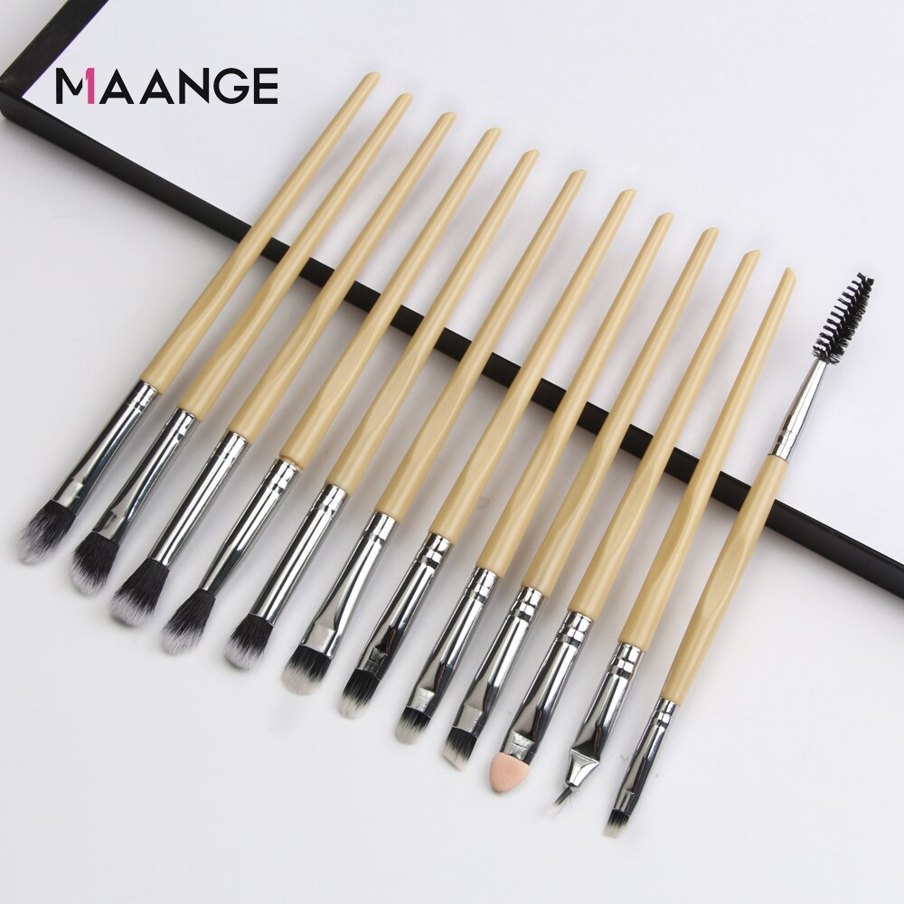 Maange Pro Make-Up Kwasten 12 Stuks Eyeshadow Brush Blending Wenkbrauw Make Up Borstels Synthetische Haren Schoonheid Cosmetica Borstel Set