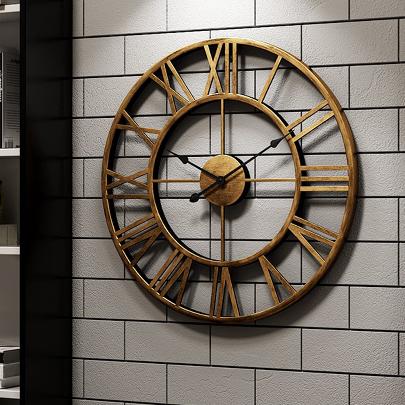 60 x 60cm romerska siffror stora 3d lyxiga vintage väggklockor för kök hem sovrum inredning