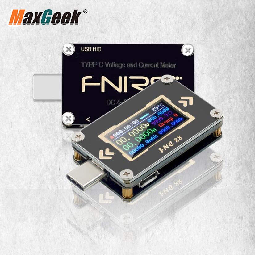 Maxgeek FNC88 Type-C Pd Quick Lading Detecteren USB-C Voltmeter Ampèremeter Voltage Current Meter Pd Lader Batterij Temperatuur Tester