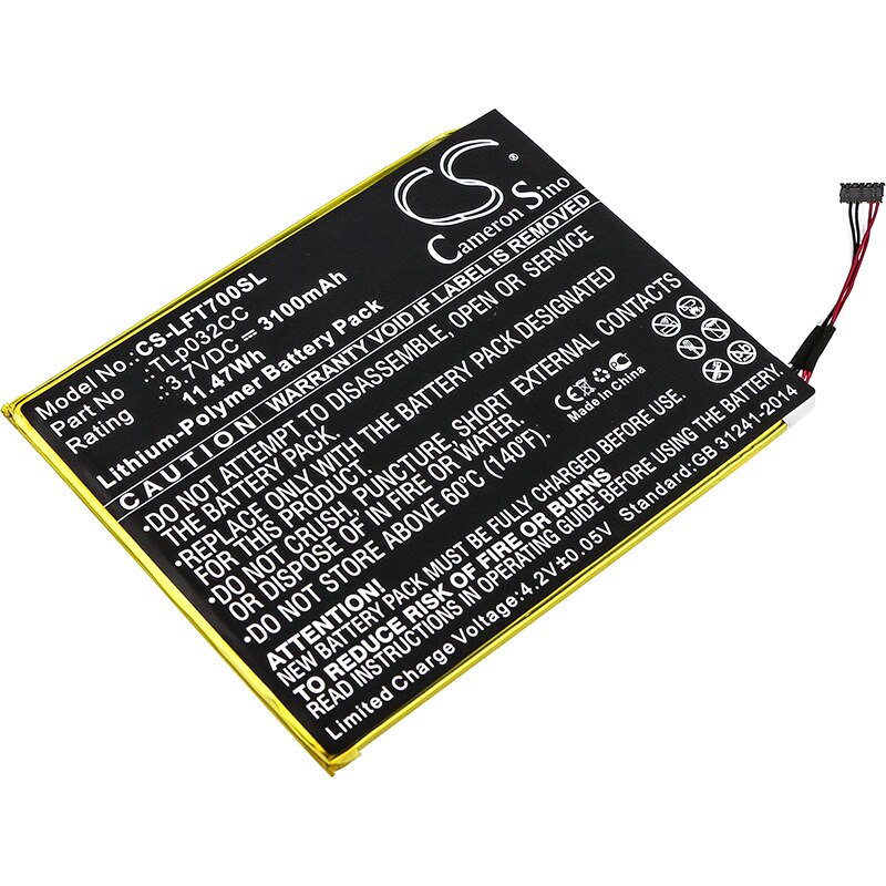 Cameron sino 3100mah bateria para alcatel 9005x um toque pixi 8 8.0 3g OT-9005X, tlp032cc