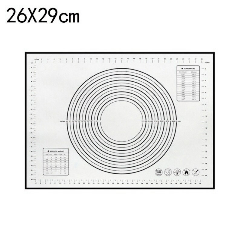 Grand tapis de cuisson en Silicone platine, plaque de pétrissage de Surface antiadhésive, plaque à Pizza avec mesures, Gadget de cuisine: 29 x 26 Black