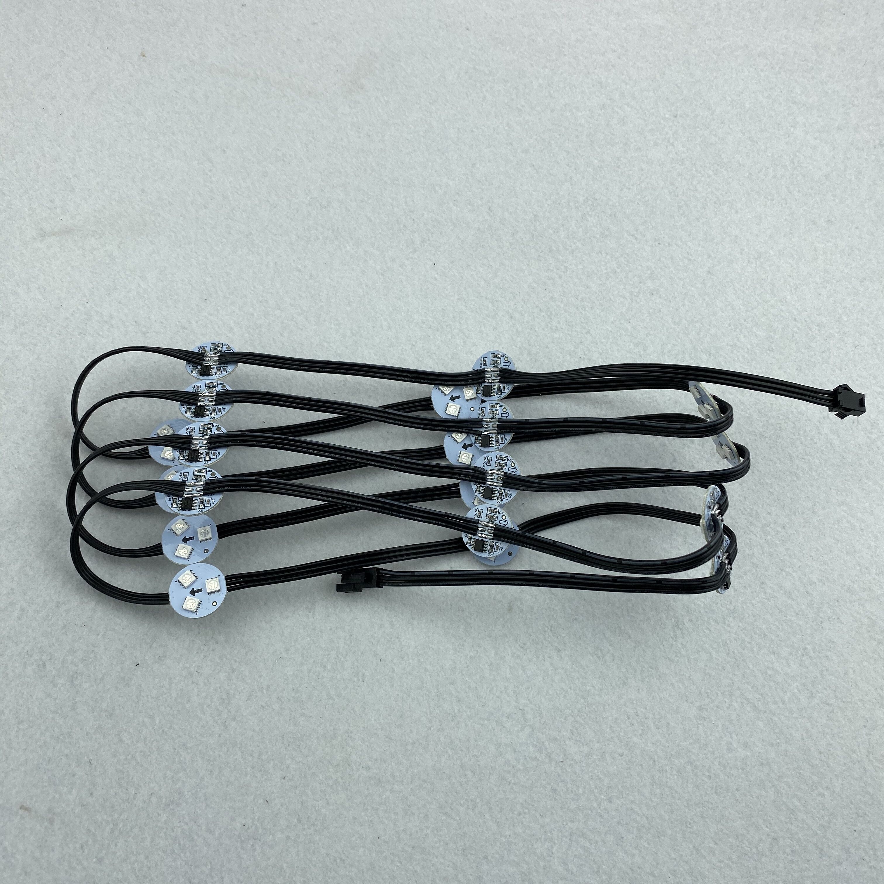 20pcs/set 22mm PCBA(3 LEDs)WS2811 addressable pixel light;0.72W;DC12V input;non-waterproof;with all black wire;10cm wire spacing