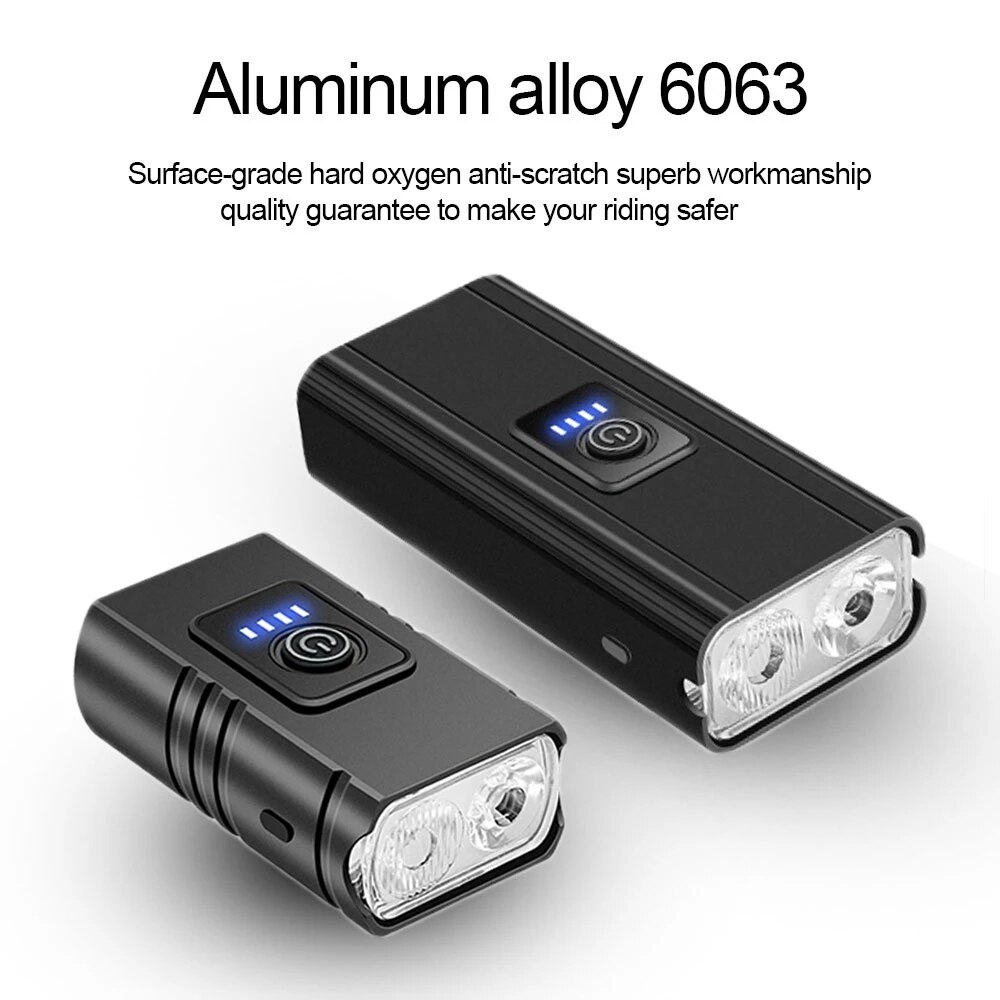 2pcs Rechargeable Waterproof T6 LED MTB Mountain Bike Front Headlight Rear Taillight Bicycle Flashlight Warning Lights