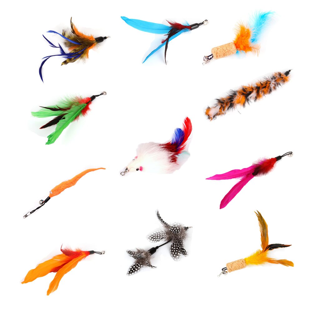 11 Optionele Kat Speelgoed, Hengel, Vliegende Vissen, Gevederde Kat Stok Vervanging Hoofd, kat Kat Interactief Plezier Speelgoed