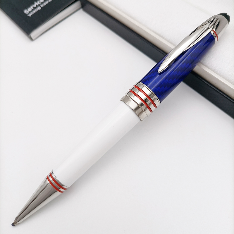 John Kennedy Carbon Fiber Rollerball Ballpoint pen Dark Blue Fountain Pen Writing Stationery with JFK Clip: Light Grey / Red