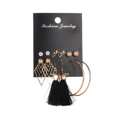 Tassel Earrings Bohemian 6 Pair Stud EarringsFor Women girl Accessories jewelry: HJ-16