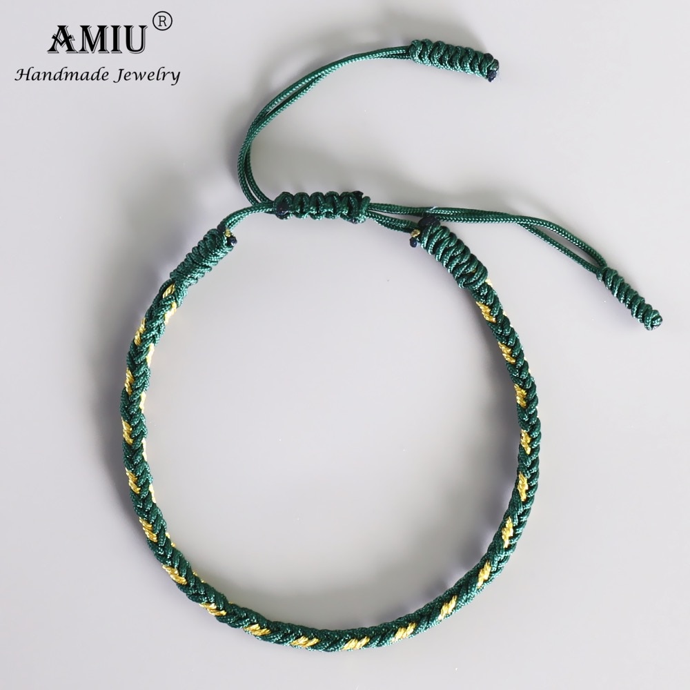 AMIU-Pulseras budistas tibetanas multicolores para mujer y hombre, brazaletes hechos a mano de nudos, cuerda de macramé, pulsera de la suerte