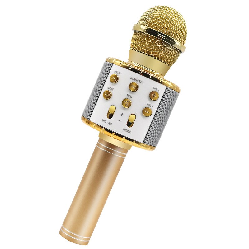 Microfono Karaoke MAMEN - Bluetooth Wireless 4.2.2 - Cambia Voce - Batteria 1800 mAh - Microfono Condensatore Portatile: Oro