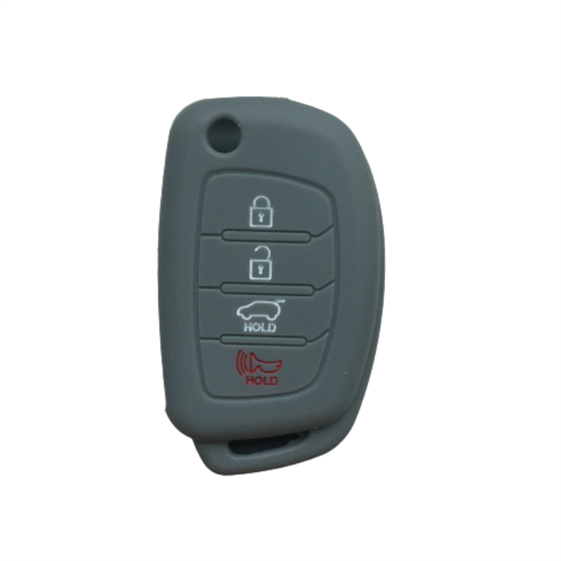 Geschikt Voor Hyundai IX35 Vouwen 4-Knop Autosleutel Case Soft Rubber Silicone Sleutel Shell Anti-Diefstal Afstandsbediening controle Beschermende Cove: Donkergrijs