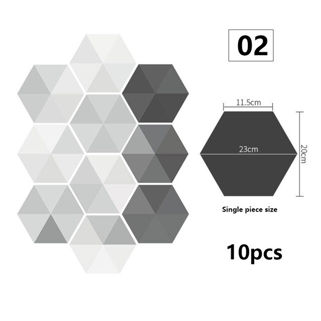 10 uds, calcomanía Hexagonal antideslizante para suelo, pegatinas impermeables para suelo de baño, azulejos autoadhesivos, decoración para sala de estar, papel tapiz: Azul