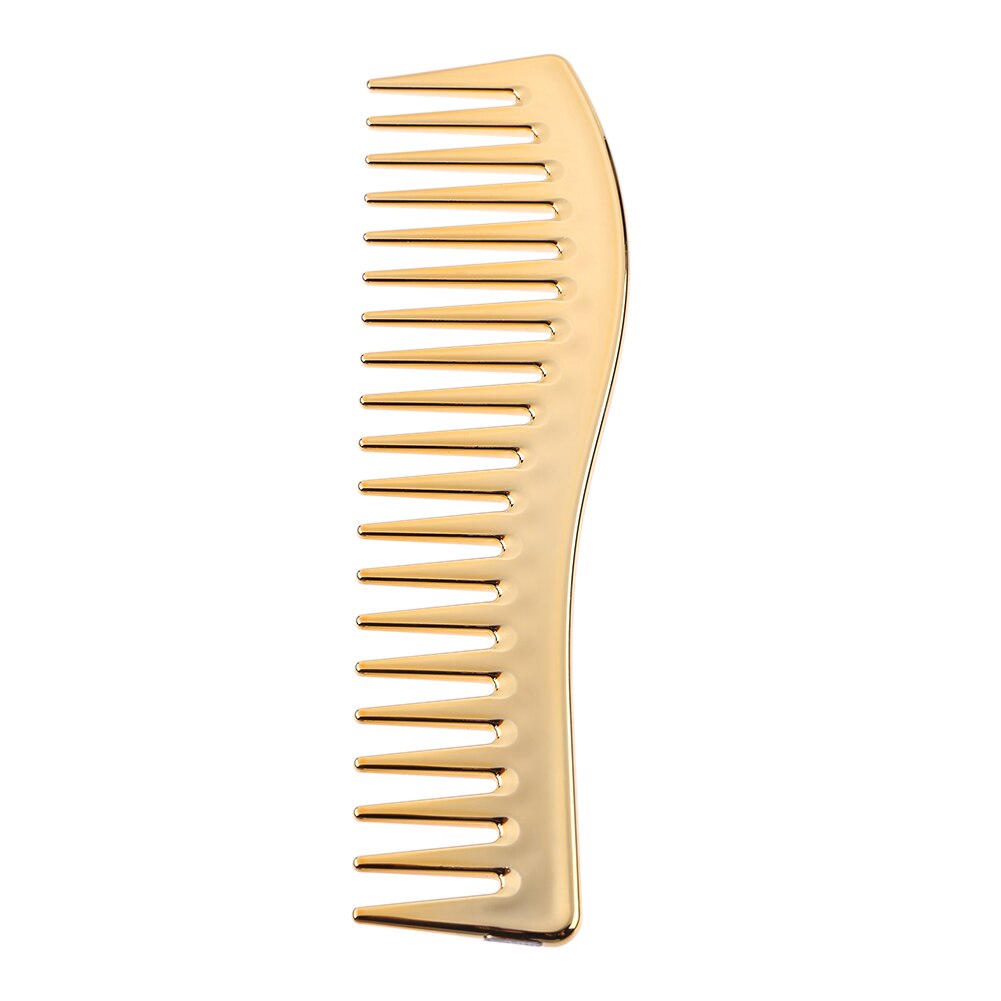 Peine de resina galvanizado para peluquería, cepillo de pelo de masaje para el cuero cabelludo, peine grande de diente ancho, herramienta para corte de pelo, peines para peluquero: Amarillo