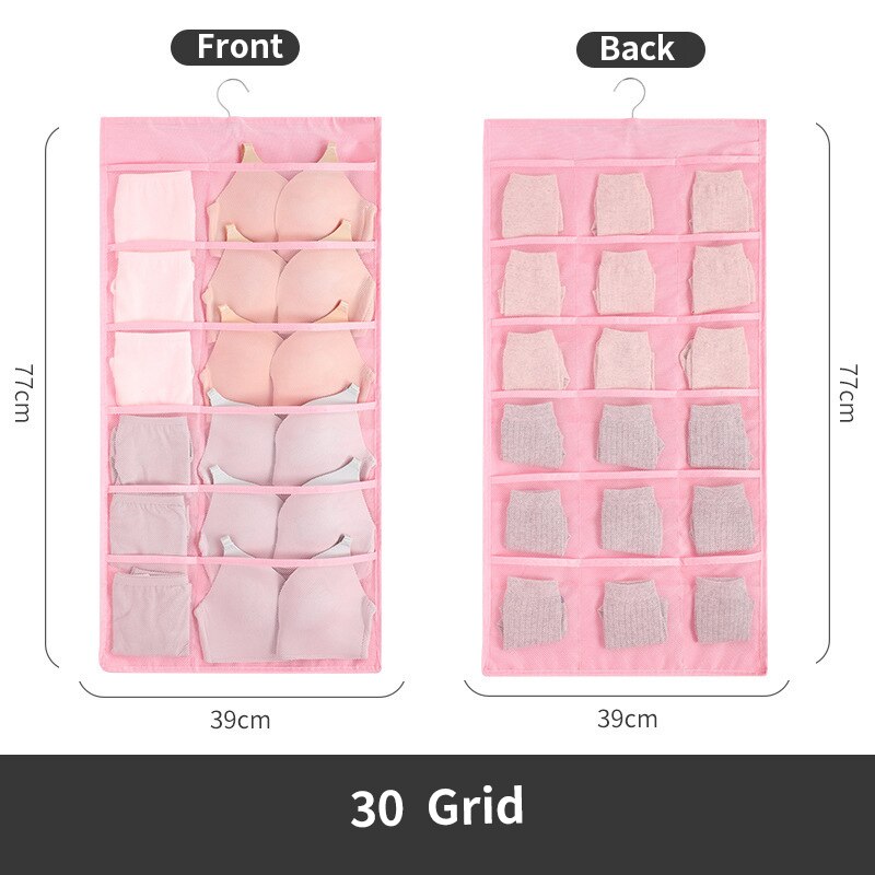 2 Sacs De Rangement Suspendus En Maille - 4 Compartiments - Pliables - Pour Jouets, Peluches, Vêtements Enfants - Rose - 5