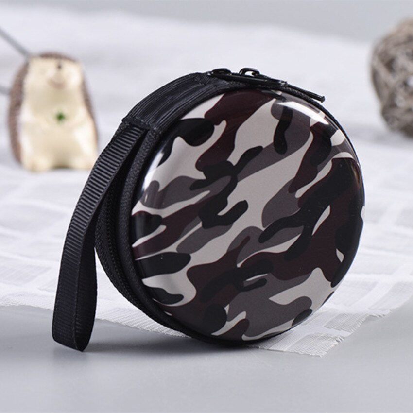 1PC Camouflage Style Headphone Holder Bag Candy Suitcase Portable Round Coin Purse Small Metal Candy Container Party X-max: 05