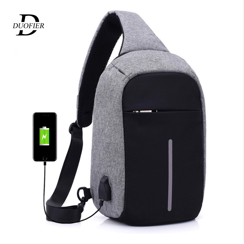 USB Charging Shoulder Crossbody Bag Men's Burglar Men Female Stealth Zipper Business Chest Pack Repellent bag Anti-theft Package