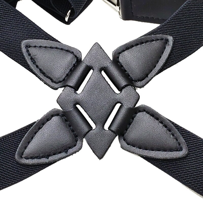 Suspenders Men Wide Adjustable Four Clip-on X- Back Elastic Black Heavy Duty Braces Suspenders Mens