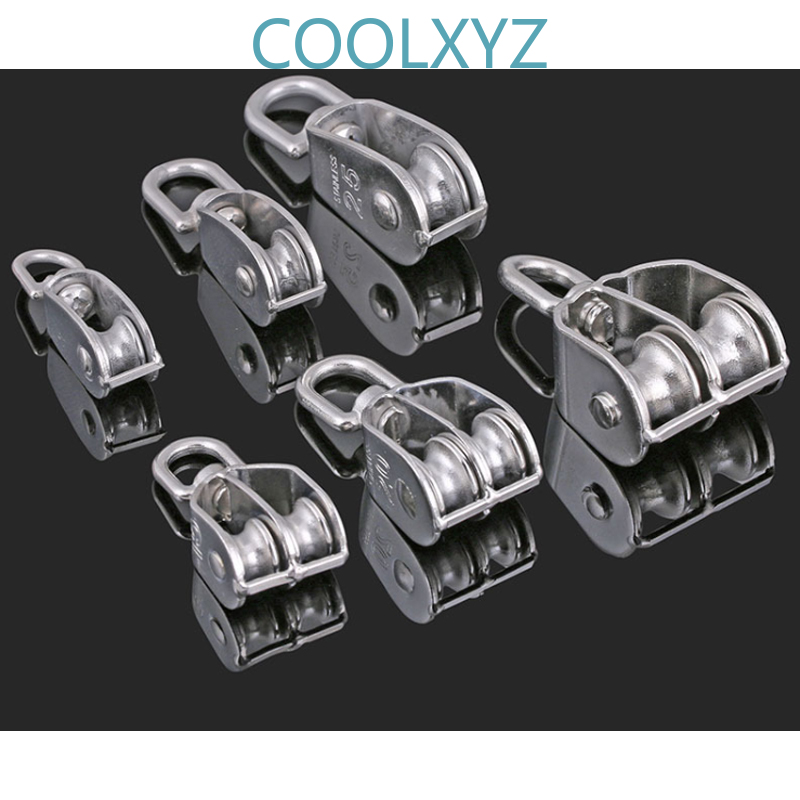304 stainless steel single / double pulley wire rope chain traction fixed pulley lifting load pulley single pulley