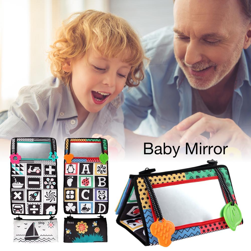 Tummy Time Floor Baby Mirror Toy High Contrast Activity Mirror Toddler Teether Toy Activity Developmental Black And White Toys