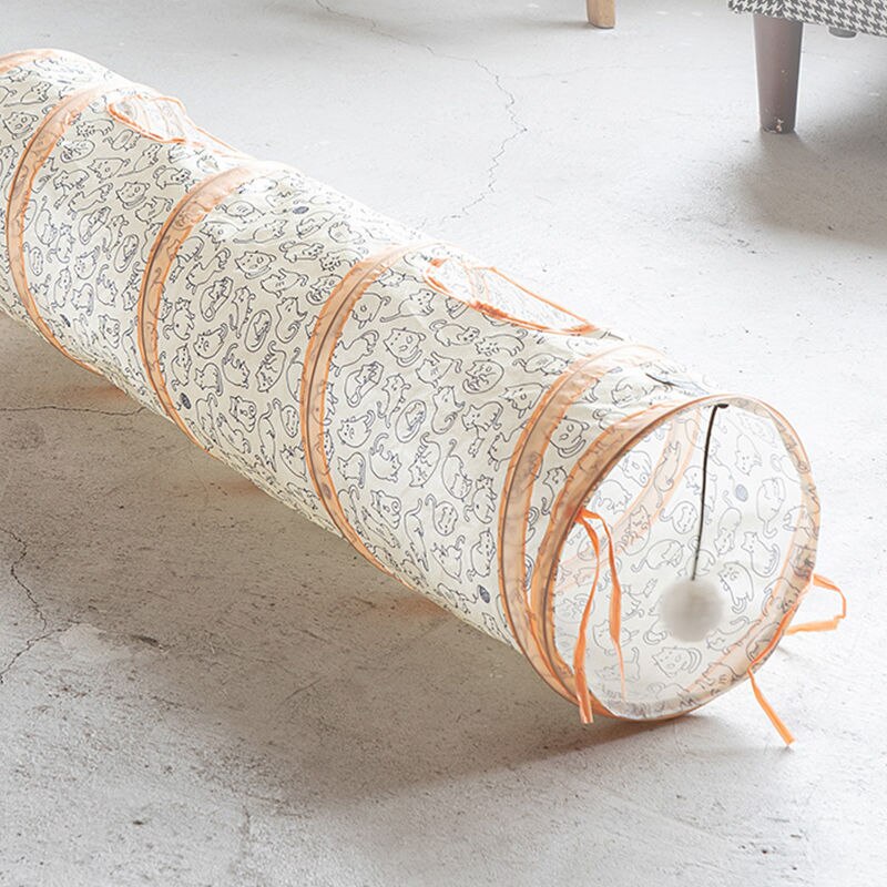 Cat Toys Funny Cat Striped/Flower Print Cat Tunnel Foldable Cat Tube Kitty Training Toys Cat Accessories Pet Supplies