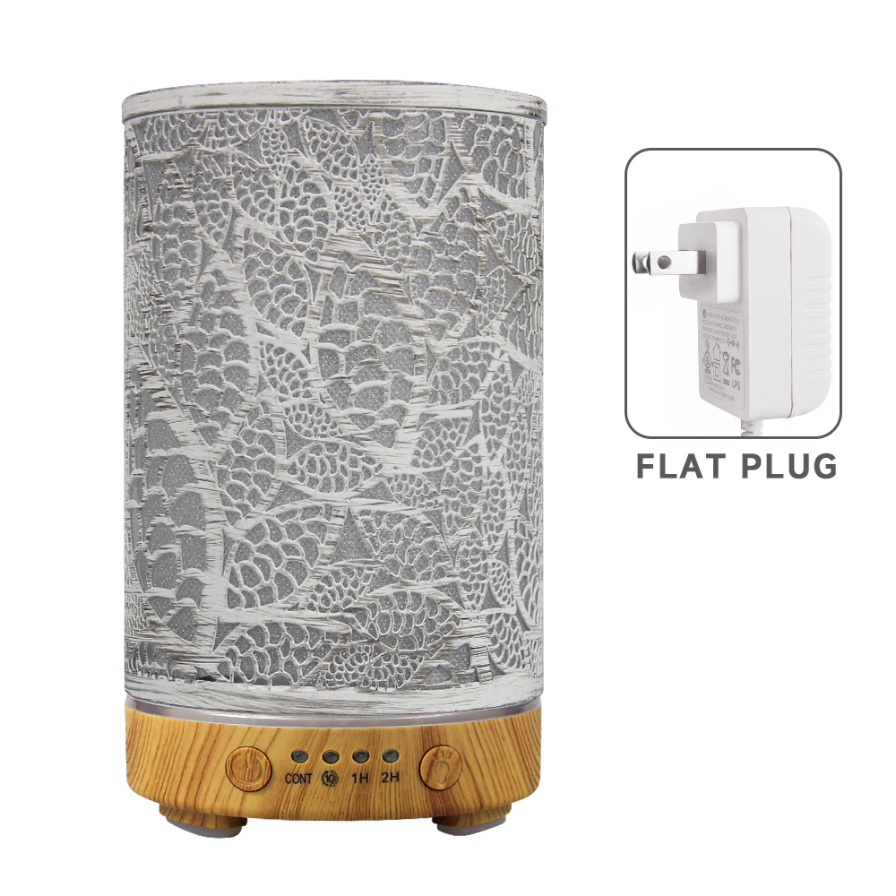 100 ml Diffusor für ätherische Öle, hohles Blatt, Ultraschall-Luftbefeuchter, Heimduft-Aroma-Diffusor mit 7 LED-Farbwechsellicht: Orange