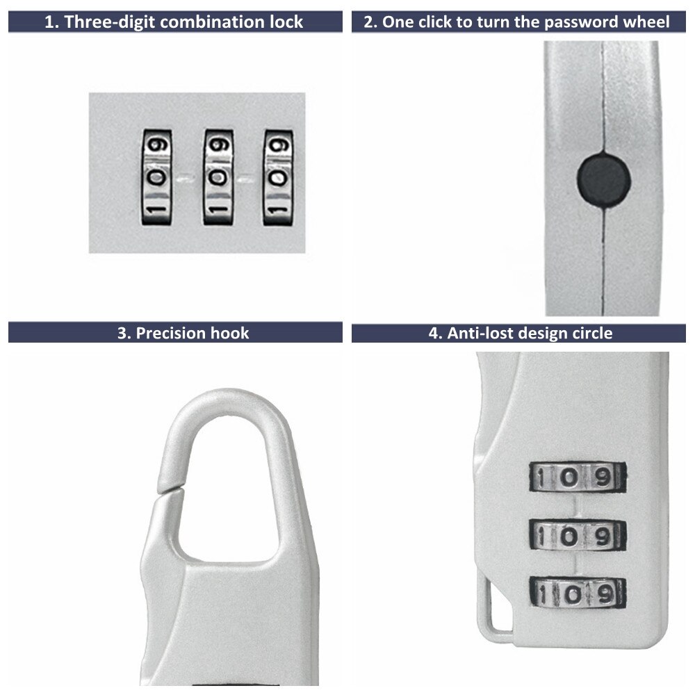 Small Chic Padlock Practical Suitcase Luggage Security Password Lock 3 Digit Combination Travel Accessories