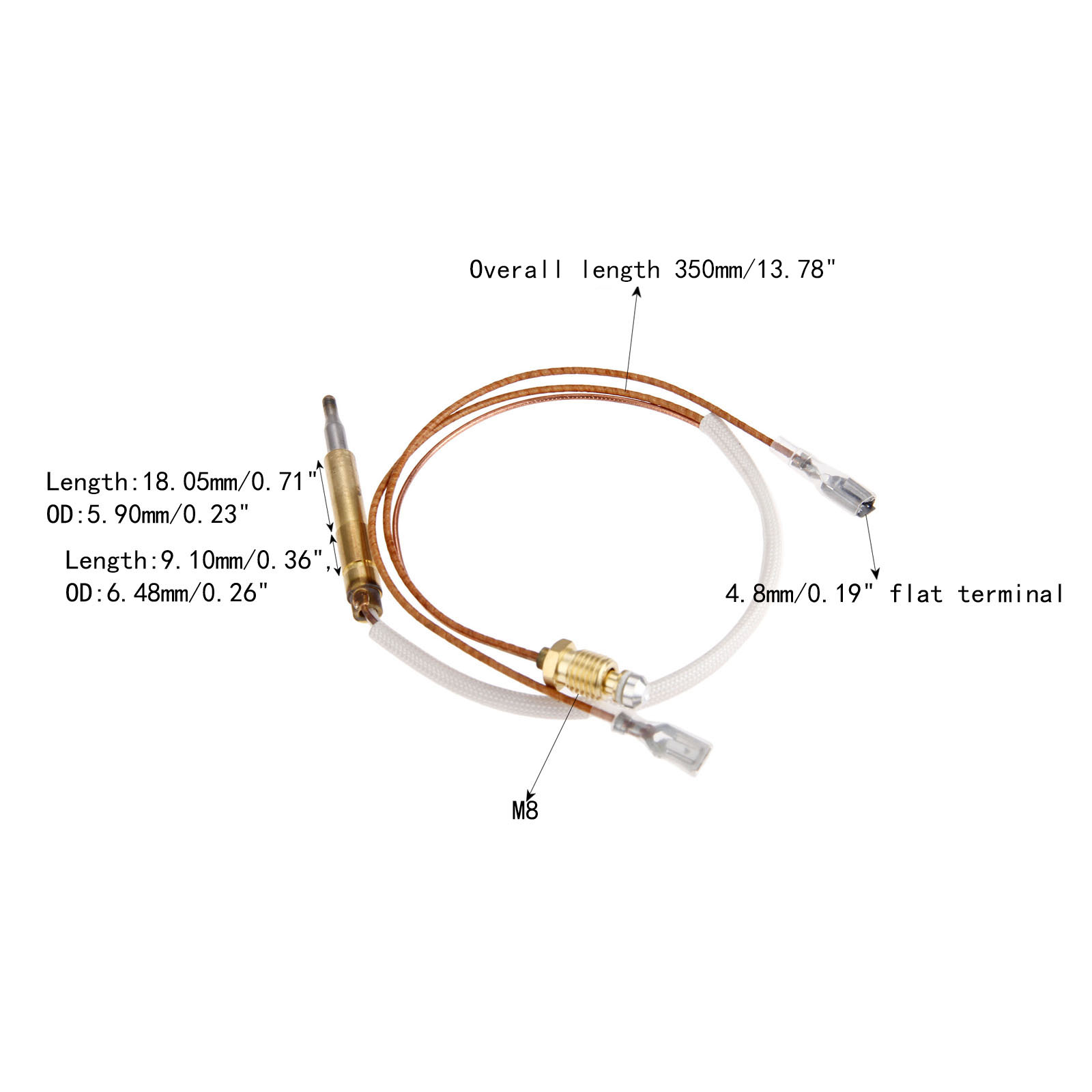Outdoor Patio Heater Thermokoppel Sensor 350 Mm Groef Type 4.8 Mm Terminal Met Anti-Down Schakelaar
