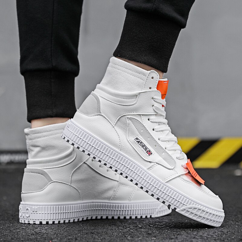 Aizhetu heren high-top canvas schoenen heren zomer lente herfst top sneakers hoge stijl effen kleuren heren witte schoenen