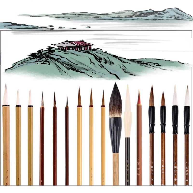 Chinese Painting Brush Pen Set 16pcs Chinese Painting Special Calligraphy Pen Tinta China Calligraphie Brush Pen