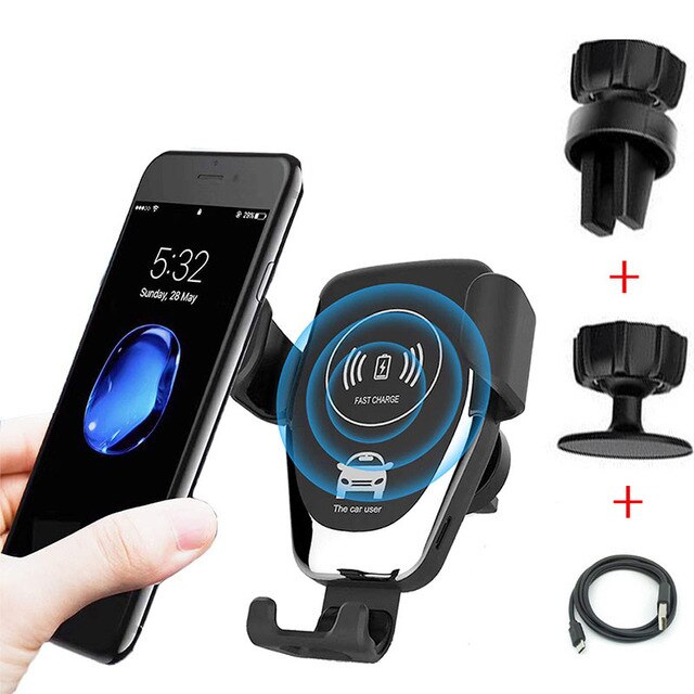 R1 Automatic Clamping 10W Quick Car QI Wireless Charger Stand for IPhone 11 Pro Max SE Huawei LG Fast Charging Phone Holder: DE