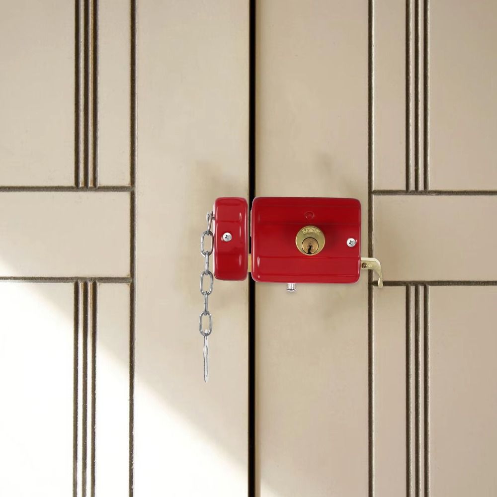 Iron Anti-theft Door Lock Single Cylinder Durable Security Door Lock Key Included Retro Style Insurance Lock Indoor Use