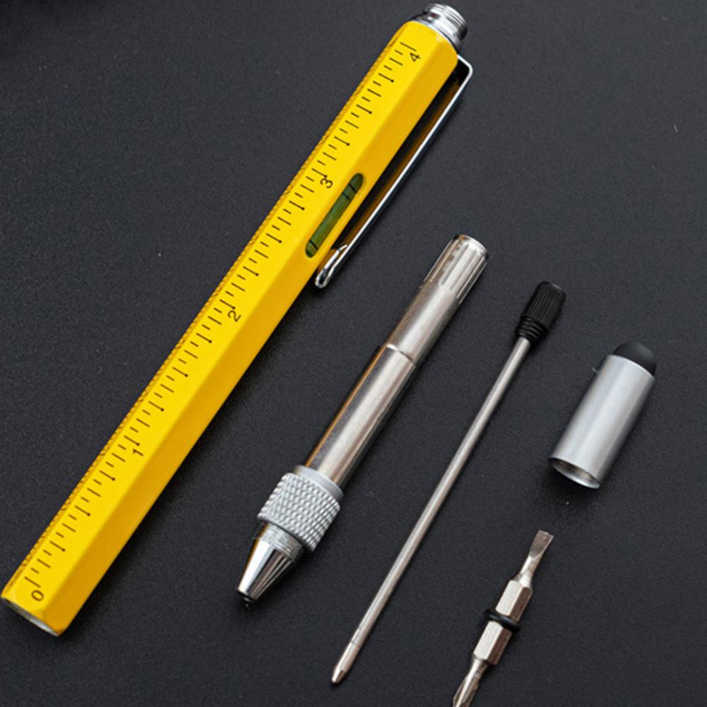Multitool Stift 6 In 1 Tragbare Metall Tragen Beständig Tech Tool Stift Skala Kapazitiven Stift Metall Kugelschreiber für Büro
