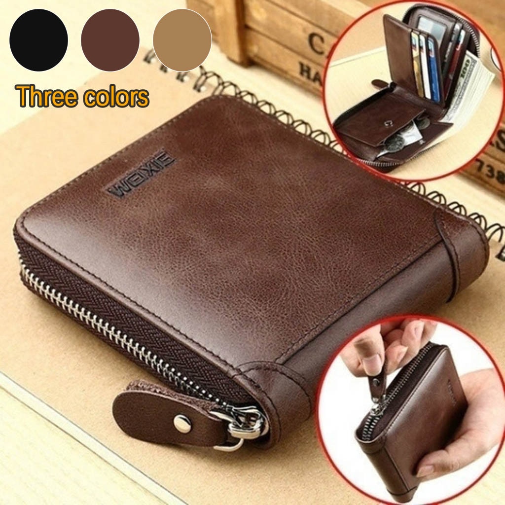 Men Wallets Coin Purse Clutch Hasp Retro Short Wallet Card Holder Wallet Men's Small Zipper Wallet With Coin Purse