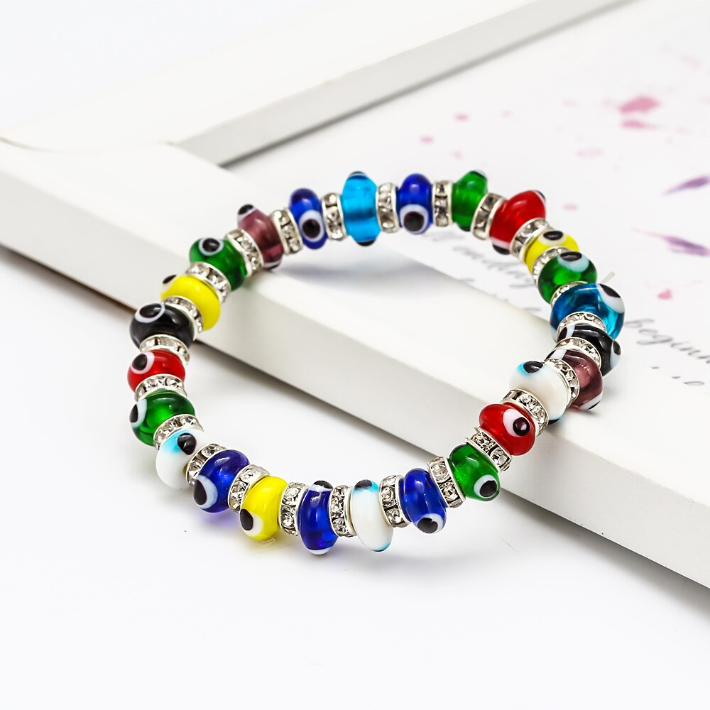 Lucky Eye Multi Color Glass Turkish Evil Eye Beads Bracelet Adjustable Chain Bracelet for Women Female Jewelry BE61