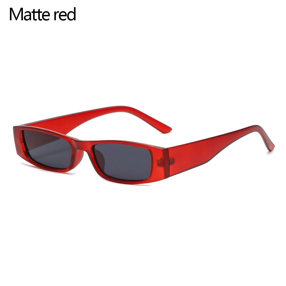 Rectangle Narrow Sunglasses Women Small Frame Sun Glasses Eyewear UV400 Driving Goggles: Matte red