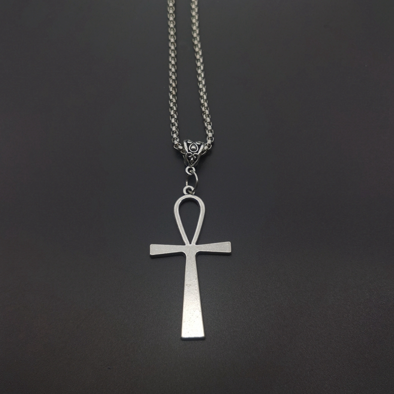 Nueva hecha a mano Cruz egipcia Ankh símbolo de la vida flor Cruz colgantes collar de Color plateado para estilo de mujer