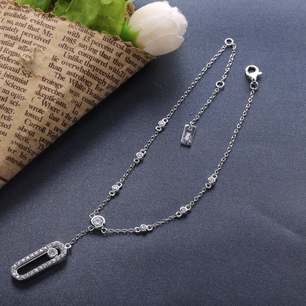 SHADOWHUNTERS Original 925 Sterling Silver Women Move Stone Bracelet De Cheville For Foot Anklet CZ Famous Brand Jewelry Making