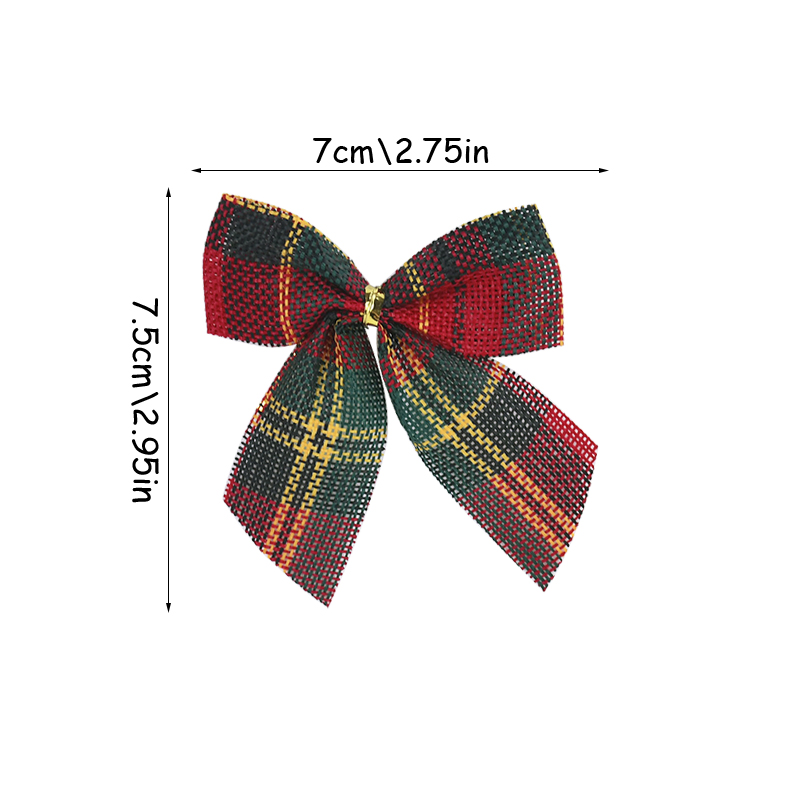 10/20Pcs Christmas Bows Tie Decoration Red Green Bow-knot Merry Christmas Tree Decor Pendant Year Navidad: L / Light Grey