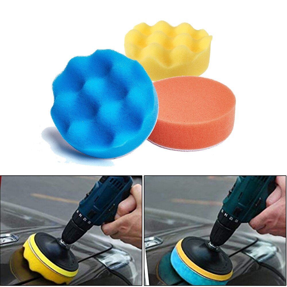 11Pcs Car Polish Pad 3''4''5''6''7'' Sponge Car Care Polisher Waxing Buffer Pad For Car Polisher Compound Polishing