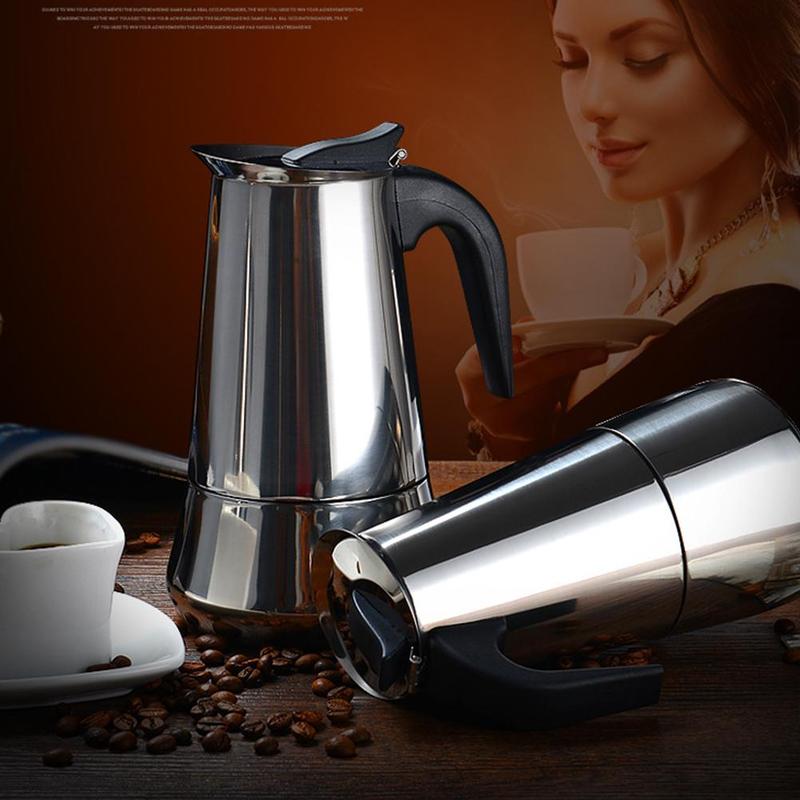 Stainless Steel Coffee Pot Italian Top Moka Pot Espresso Coffee Maker Electric Coffee Pot Induction Cooker Open Flame Universal