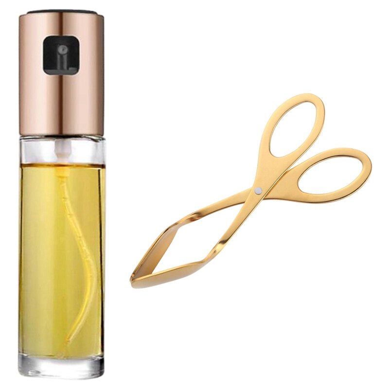 - lekvrije druppels olie dispenser roestvrij staal olijfolie azijn verstuiver olie spray fles & gouden voedsel clip roestvrij staal