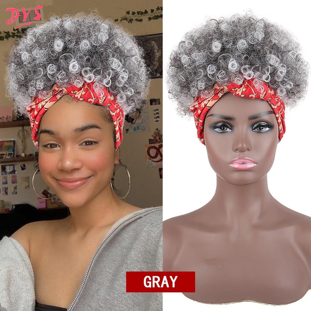 Perruque afro bouclée synthétique, queue-de-cheval, perruque afro courte crépue, pince à cheveux, chignon bouclé fait de Kanekalon: 126  Gray