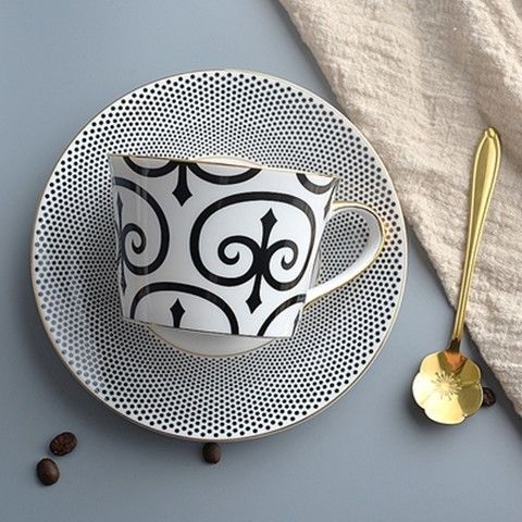 Ins – ensemble européen de tasses à café en céramique, tasse créative, maison avec soucoupe, cuillère, tasses à thé et soucoupes, Latte, pour amis: G