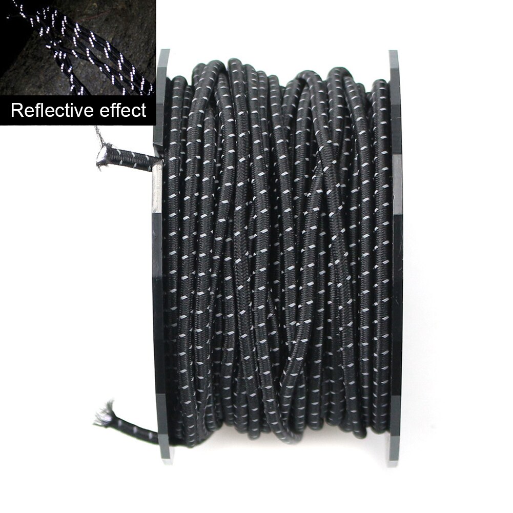 Cuerda para tienda al aire libre, cuerda elástica reflectante para toldo, cuerda para tienda de campaña de 3mm con mosquetón, cuerda elástica para acampar, senderismo, 15m