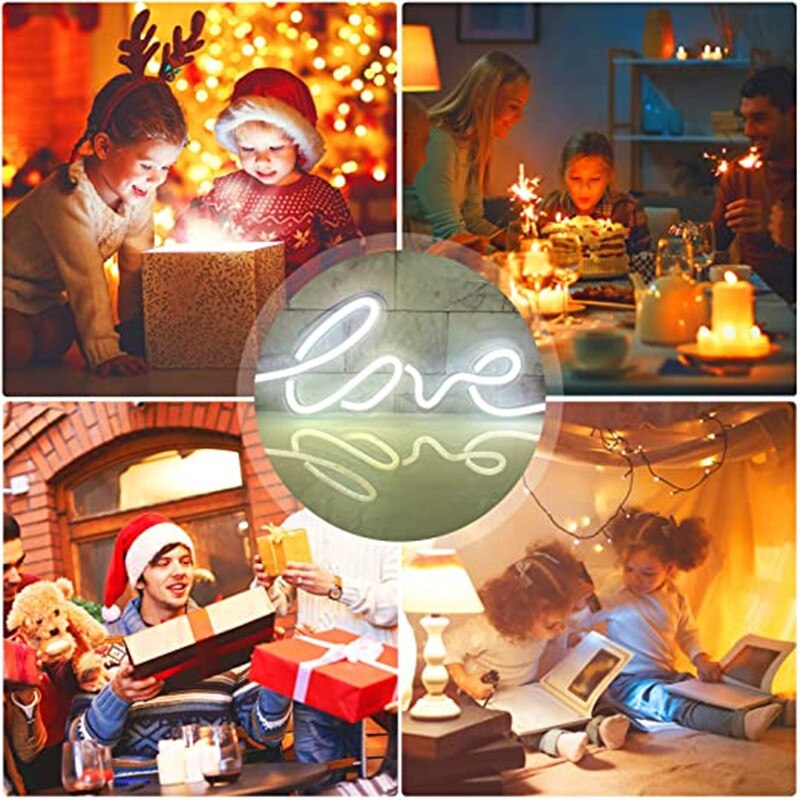 Liefde Usb Neon Sign Slaapkamer Acryl Plaat Led Licht Wit Liefde Licht Up Teken Decoratie Slaapkamer Party Wedding Valentine