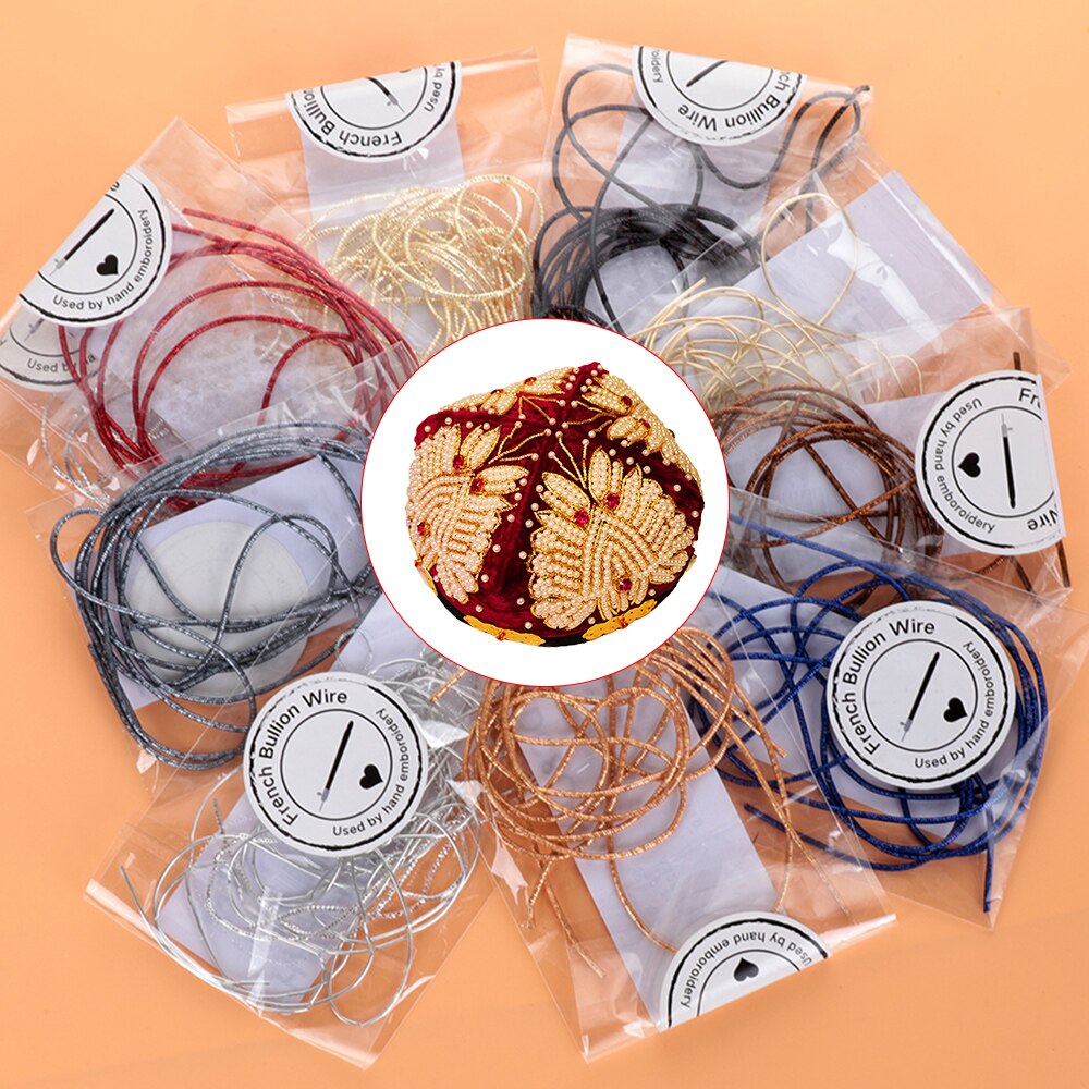 1.0mm Embroidery Thread French Bullion Wire Gold Wire Silver Wire Indian Silk Diameter Round Silk Bright Silk Hand Cross Stitch