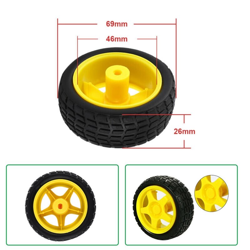 Robot Plastic Tire Wheel with DC 3-6V Gear Motor 1/2/1 SET for Arduino