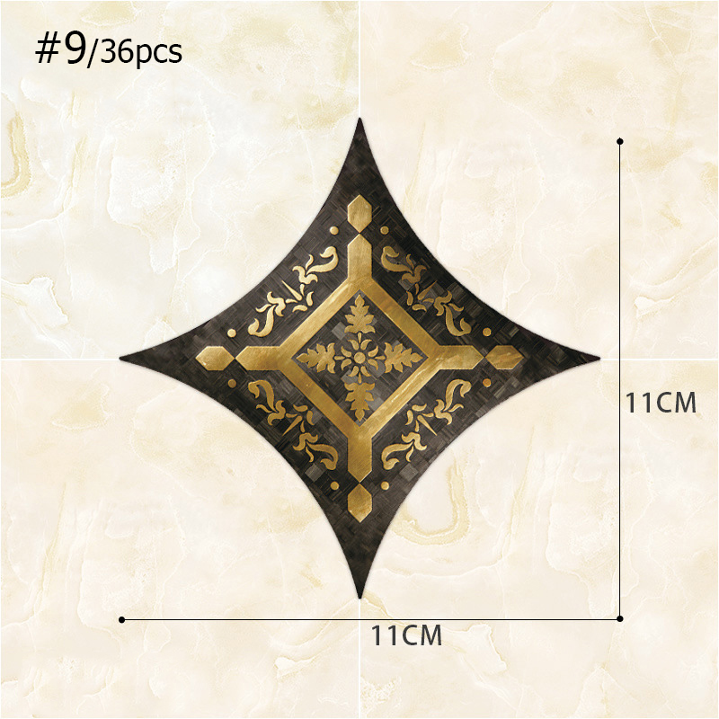 36 Pcs Self Adhesive Floor Tile Stickers Waterproof Floor Diagonal Sticker Europe Royal Style Living Room Decor Wall Floor Stick: 9